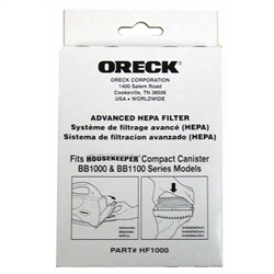 Oreck Filter Hepa BB1000 HF1000