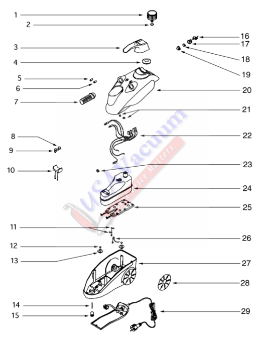 Eureka 370 Hand Steamer Parts List & Schematic