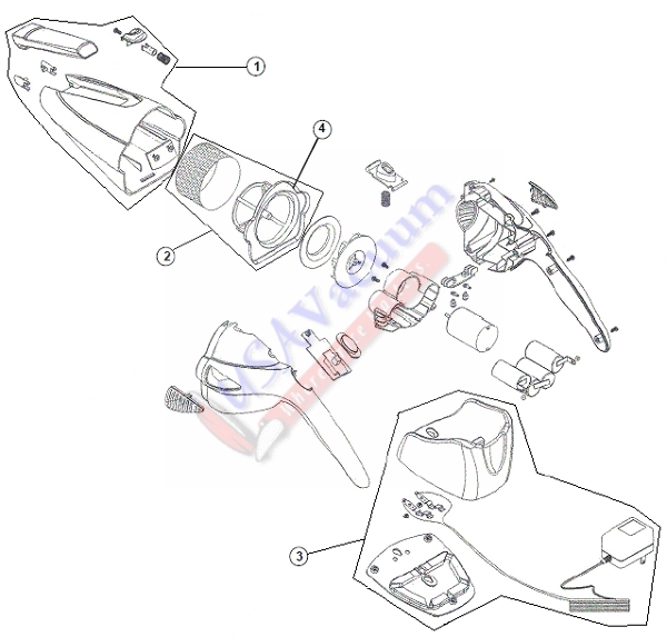 Dirt Devil Scorpion Hand Vac Red 6V BD10050RED, Dirt Devil Model Number BD10050RED Parts List & Schematic