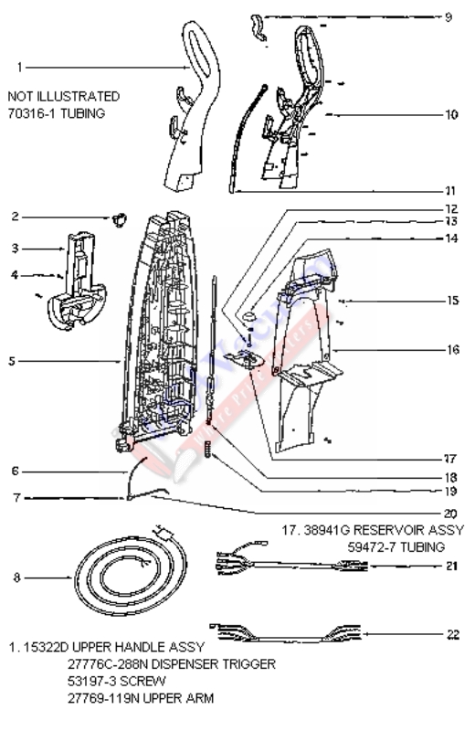 Eureka 2585 Upright Carpet Shampooer Parts List & Schematic