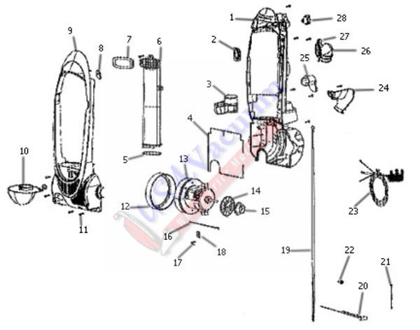 Eureka 3041 Enviro Vac Bagless Upright Parts List & Schematic