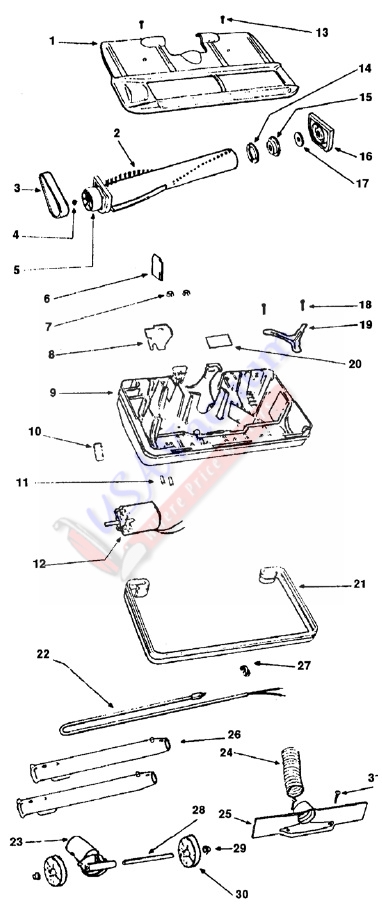 Eureka 3850 Rally Canister Vacuum Cleaner Parts List & Schematic