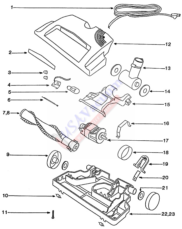 Eureka 6975 Excaliber Mega Canister Vacuum Cleaner Parts List & Schematic