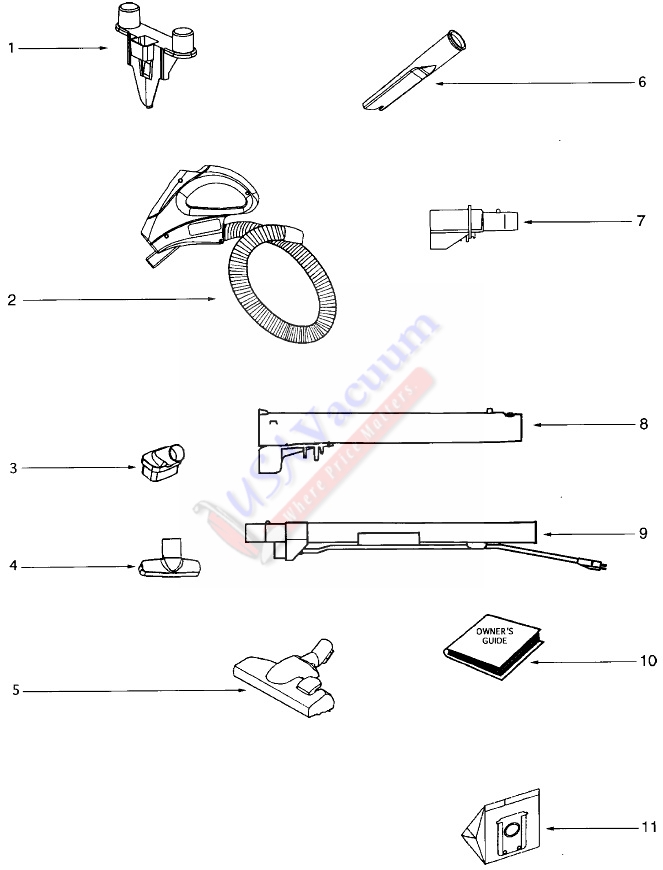 Eureka 6996 Oxygen Canister Vacuum Cleaner Parts List & Schematic