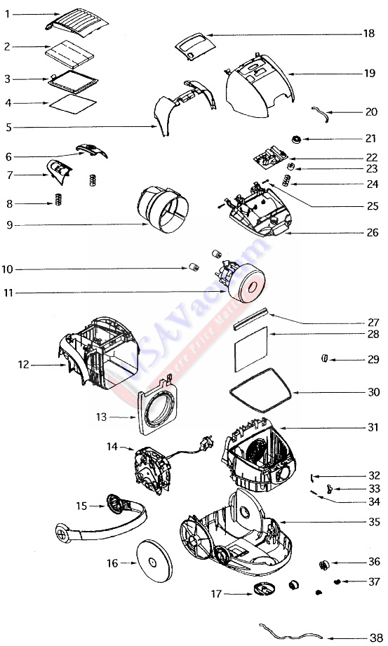 Eureka 6994 Oxygen Canister Vacuum Cleaner Parts List & Schematic