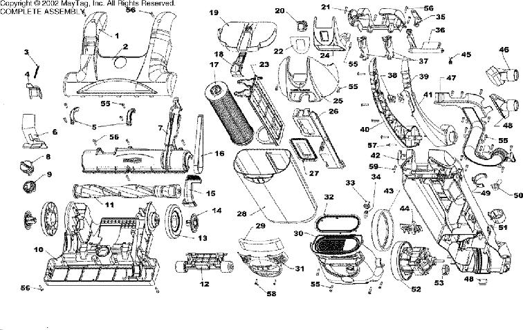 Hoover EmPower Bagless Upright Vacuum Parts List & Schematic