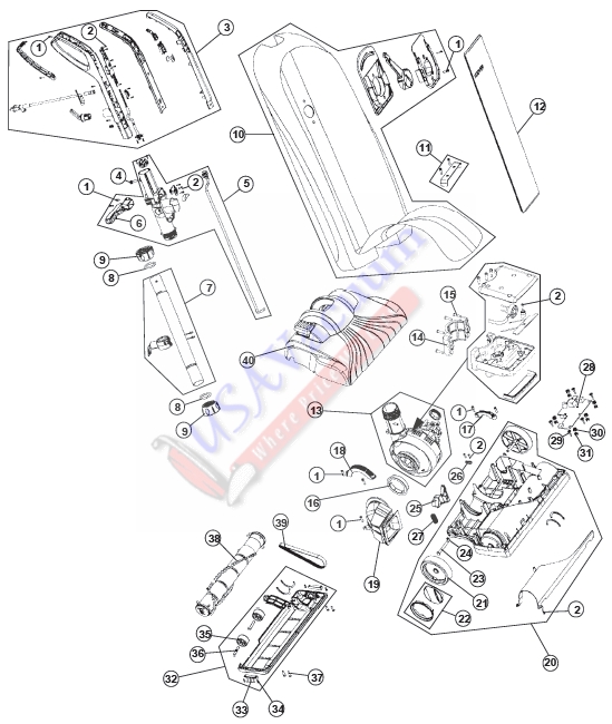 Hoover UH30010 Platinum Collection Lightweight Bagged Upright Parts List & Schematic